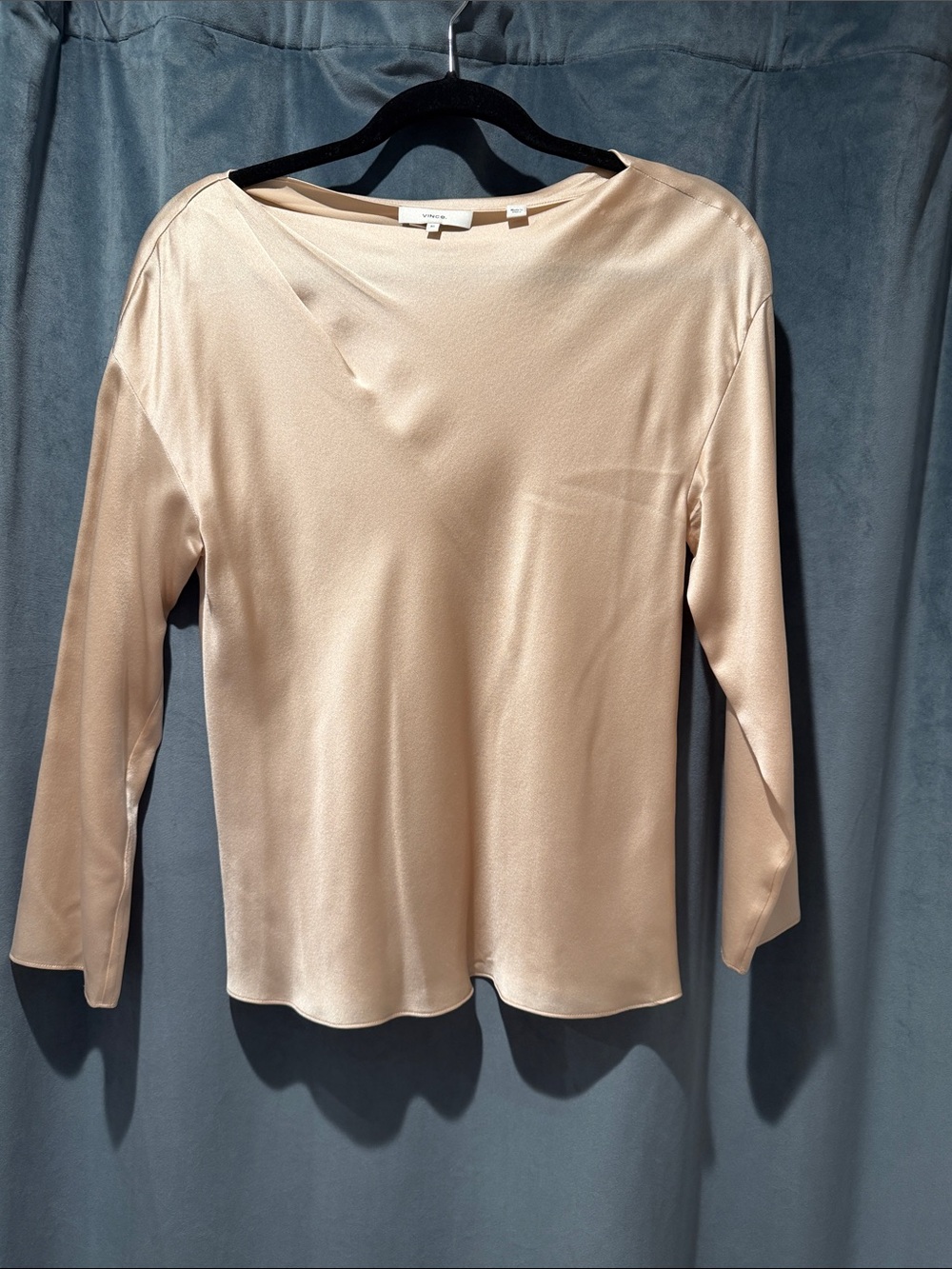 Vince Women's Silk Long-Sleeve Top in Light Beige